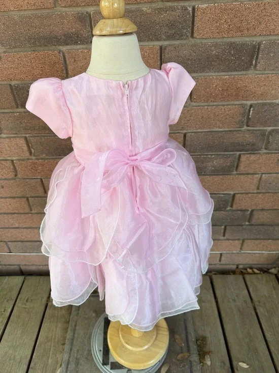 Nannette Light Pink Satin Flower Girl Dress Size 3T - Picture 3 of 5